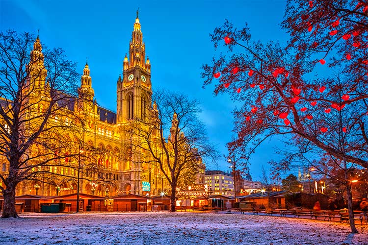 vienna travel guide-Web Vienna Town Hall at dusk